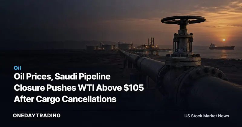 Oil Prices, Saudi Pipeline Closure Pushes WTI Above $105 After Cargo Cancellations