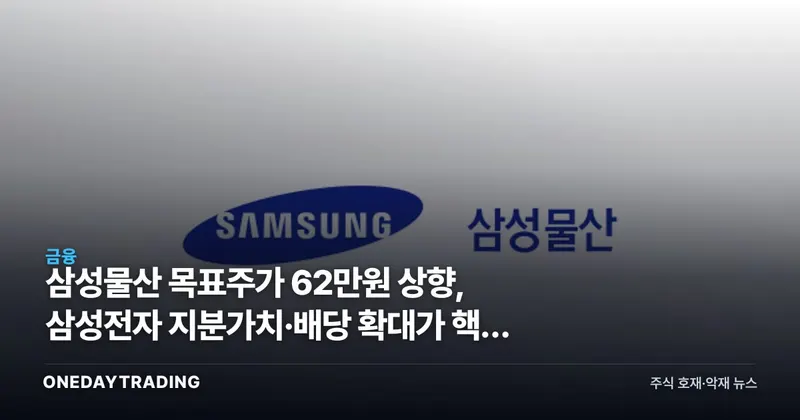 삼성물산 목표주가 62만원 상향, 삼성전자 지분가치·배당 확대가 핵심 동력