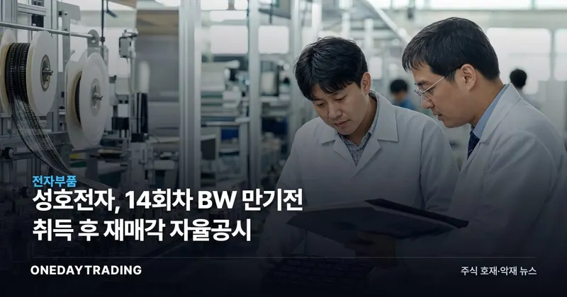 성호전자, 14회차 BW 만기전 취득 후 재매각 자율공시