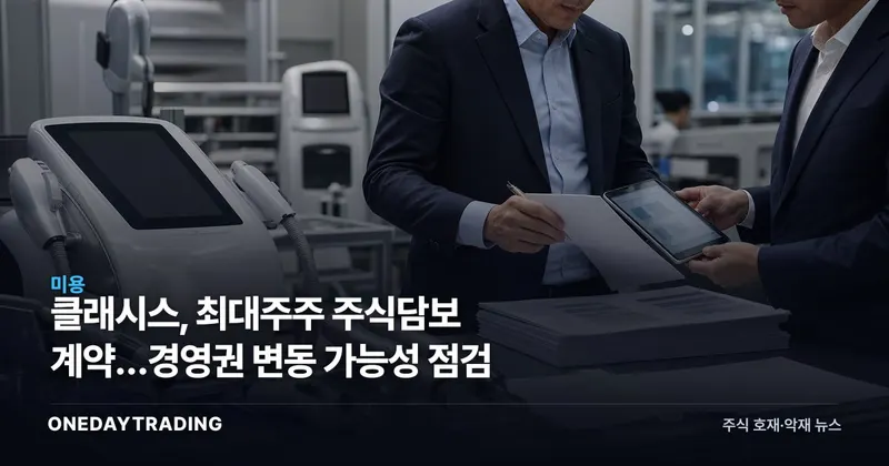 클래시스, 최대주주 주식담보 계약…경영권 변동 가능성 점검