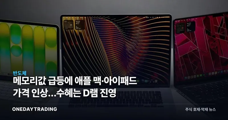 메모리값 급등에 애플 맥·아이패드 가격 인상…수혜는 D램 진영