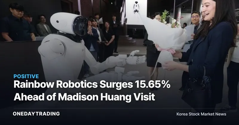 Rainbow Robotics Surges 15.65% Ahead of Madison Huang Visit