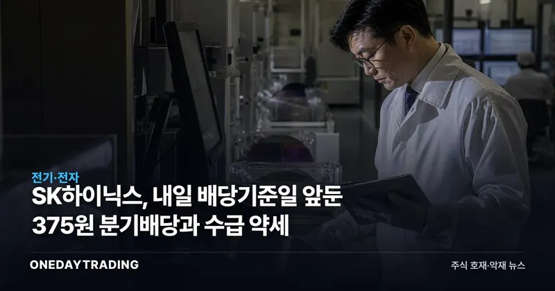 SK하이닉스, 내일 배당기준일 앞둔 375원 분기배당과 수급 약세