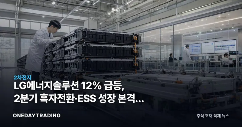 LG에너지솔루션 12% 급등, 2분기 흑자전환·ESS 성장 본격화 신호탄