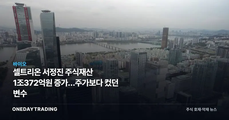 셀트리온 서정진 주식재산 1조372억원 증가…주가보다 컸던 변수