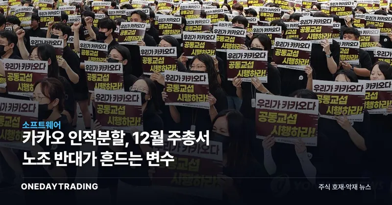 카카오 인적분할, 12월 주총서 노조 반대가 흔드는 변수