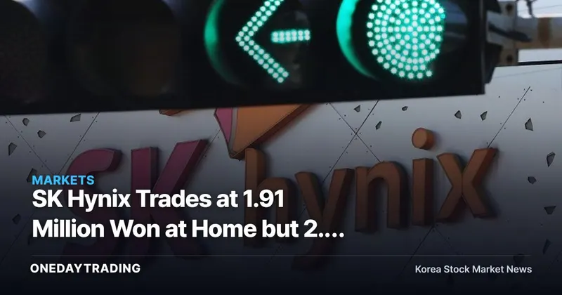 SK Hynix Trades at 1.91 Million Won at Home but 2.9 Million Won Abroad — Price Gap Widens Even as Chip Stocks Plunge