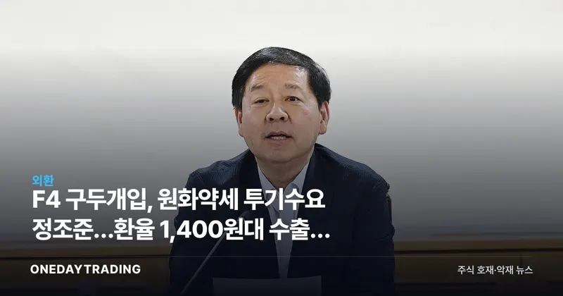 F4 구두개입, 원화약세 투기수요 정조준…환율 1,400원대 수출주 영향은