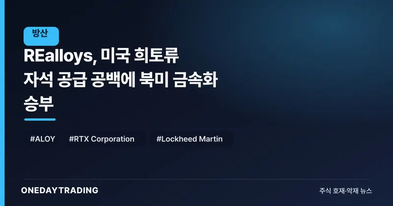 REalloys, 미국 희토류 자석 공급 공백에 북미 금속화 승부