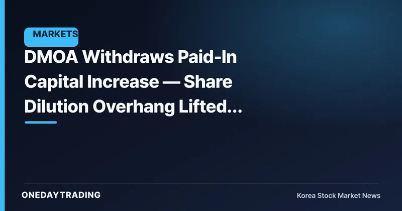 DMOA Withdraws Paid-In Capital Increase — Share Dilution Overhang Lifted, For Now