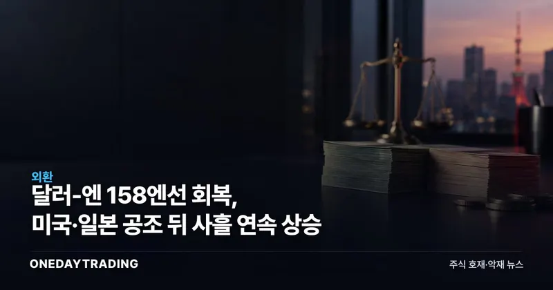 달러-엔 158엔선 회복, 미국·일본 공조 뒤 사흘 연속 상승
