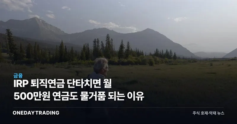 IRP 퇴직연금 단타치면 월 500만원 연금도 물거품 되는 이유