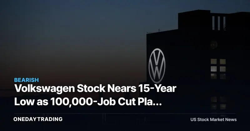Volkswagen Stock Nears 15-Year Low as 100,000-Job Cut Plan Reveals Depth of Capacity Crisis