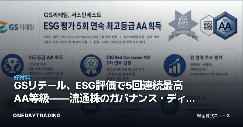 GSリテール、ESG評価で5回連続最高AA等級——流通株のガバナンス・ディスカウントは解消できるか