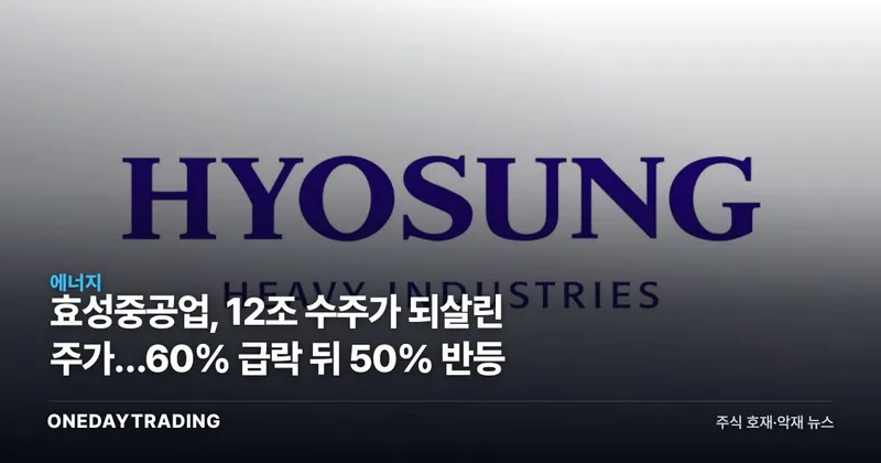 효성중공업, 12조 수주가 되살린 주가…60% 급락 뒤 50% 반등