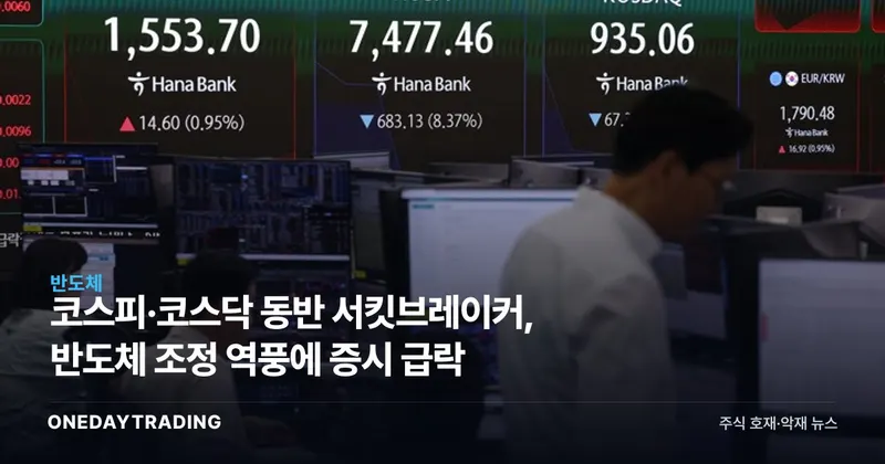 코스피·코스닥 동반 서킷브레이커, 반도체 조정 역풍에 증시 급락