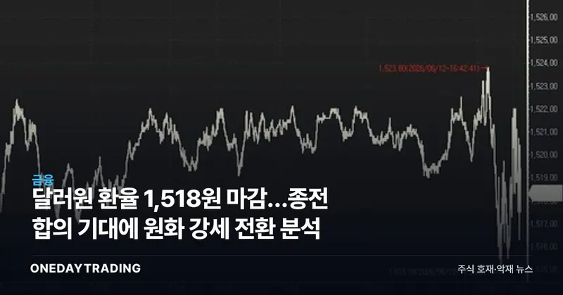 달러원 환율 1,518원 마감…종전 합의 기대에 원화 강세 전환 분석