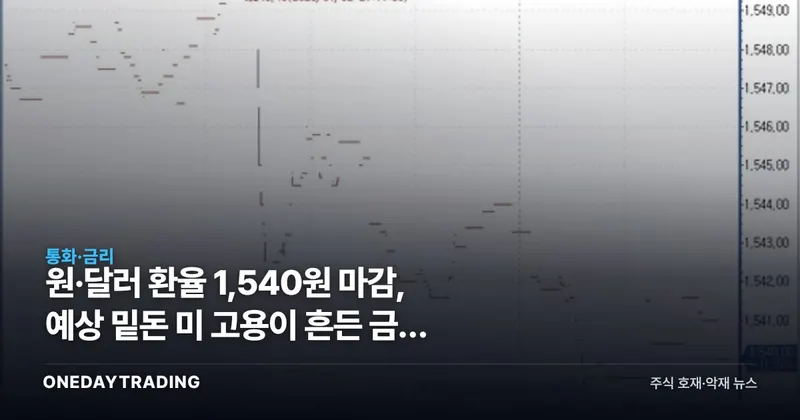 원·달러 환율 1,540원 마감, 예상 밑돈 美 고용이 흔든 금리 시나리오