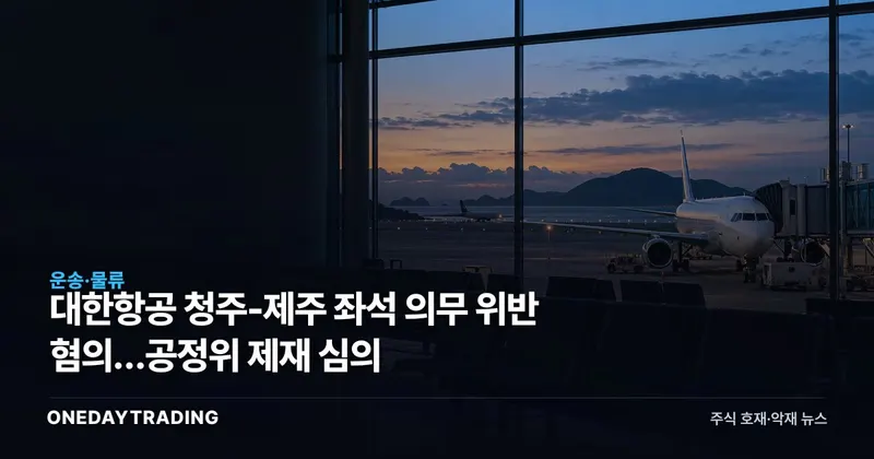 대한항공 청주-제주 좌석 의무 위반 혐의…공정위 제재 심의