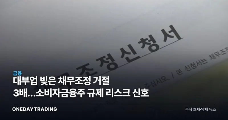 대부업 빚은 채무조정 거절 3배…소비자금융주 규제 리스크 신호