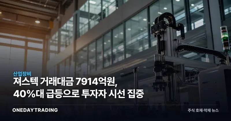 져스텍 거래대금 7914억원, 40%대 급등으로 투자자 시선 집중