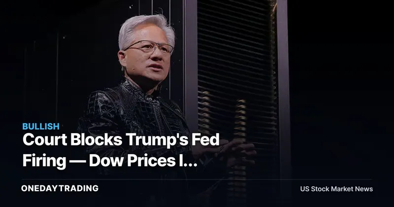 Court Blocks Trump's Fed Firing — Dow Prices In Institutional Certainty While Nvidia Slides to Critical Level