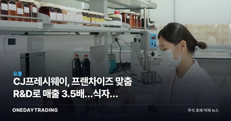 CJ프레시웨이, 프랜차이즈 맞춤 R&D로 매출 3.5배…식자재 유통주 재평가 신호