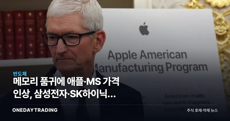 메모리 품귀에 애플·MS 가격 인상, 삼성전자·SK하이닉스 슈퍼사이클 진입하나