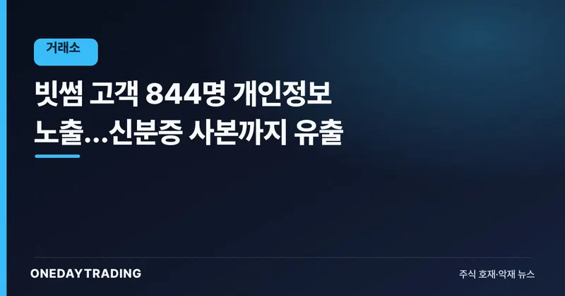 빗썸 고객 844명 개인정보 노출…신분증 사본까지 유출