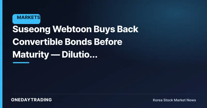 Suseong Webtoon Buys Back Convertible Bonds Before Maturity — Dilution Averted or Forced Redemption?