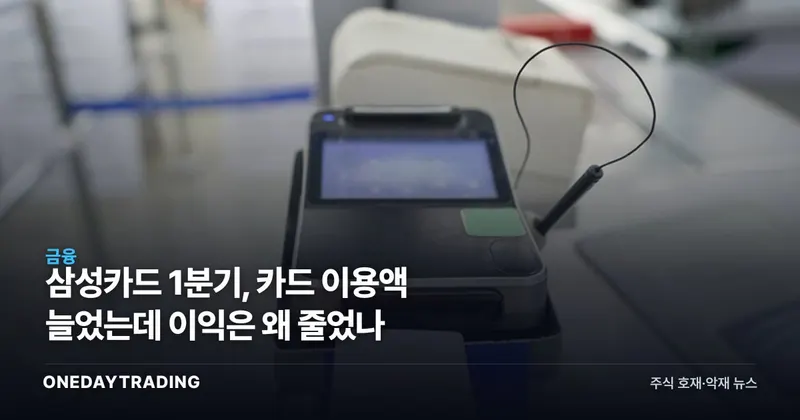삼성카드 1분기, 카드 이용액 늘었는데 이익은 왜 줄었나
