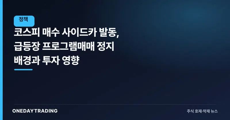 코스피 매수 사이드카 발동, 급등장 프로그램매매 정지 배경과 투자 영향