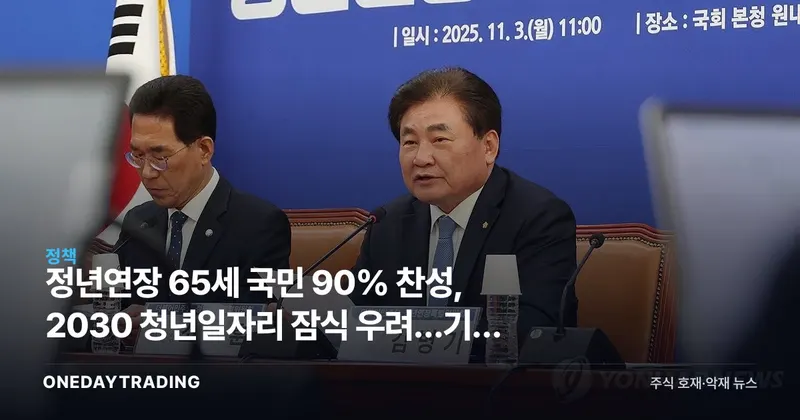 정년연장 65세 국민 90% 찬성, 2030 청년일자리 잠식 우려…기업 인건비 부담은