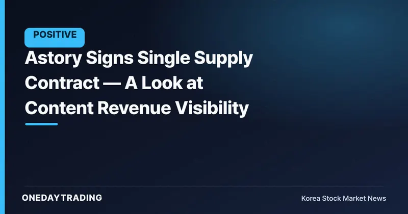 Astory Signs Single Supply Contract — A Look at Content Revenue Visibility