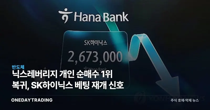 닉스레버리지 개인 순매수 1위 복귀, SK하이닉스 베팅 재개 신호