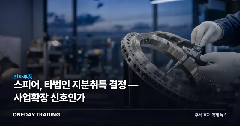 스피어, 타법인 지분취득 결정 — 사업확장 신호인가
