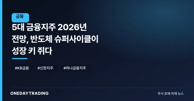 5대 금융지주 2026년 전망, 반도체 슈퍼사이클이 성장 키 쥐다