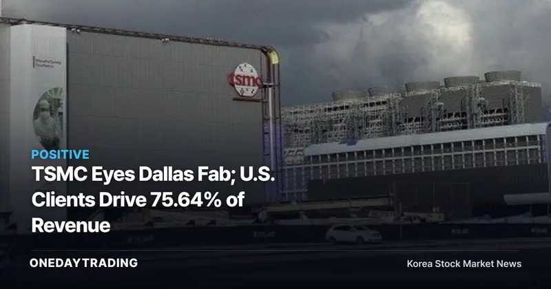 TSMC Eyes Dallas Fab; U.S. Clients Drive 75.64% of Revenue