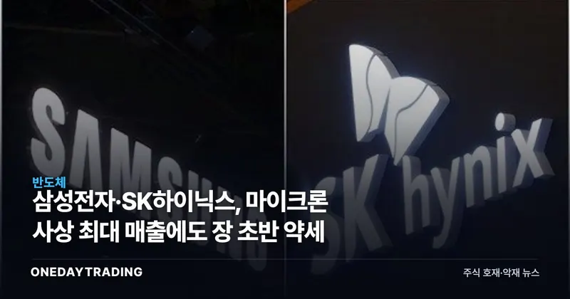 삼성전자·SK하이닉스, 마이크론 사상 최대 매출에도 장 초반 약세