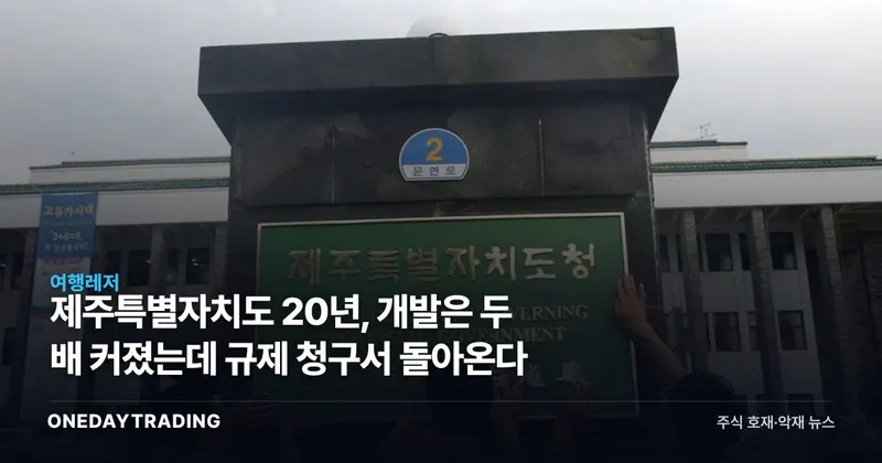 제주특별자치도 20년, 개발은 두 배 커졌는데 규제 청구서 돌아온다