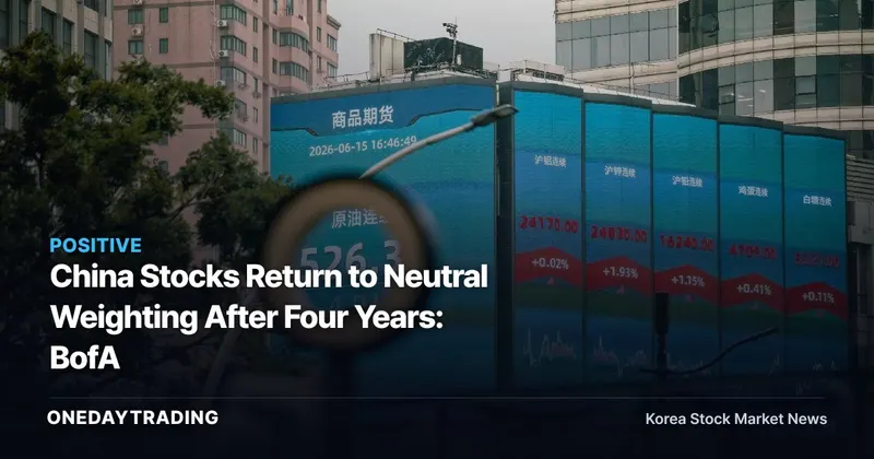 China Stocks Return to Neutral Weighting After Four Years: BofA