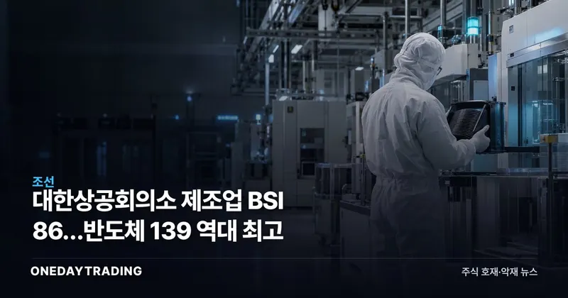 대한상공회의소 제조업 BSI 86…반도체 139 역대 최고