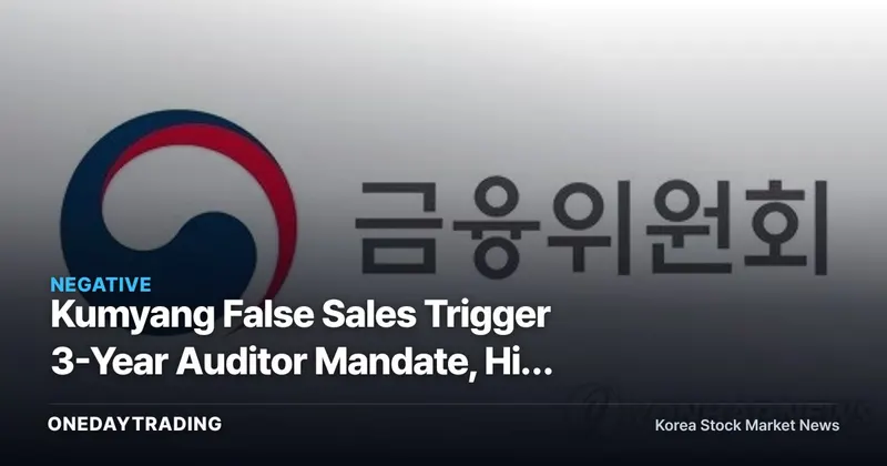 Kumyang False Sales Trigger 3-Year Auditor Mandate, Hit Valuation