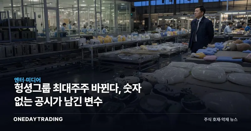 헝셩그룹 최대주주 바뀐다, 숫자 없는 공시가 남긴 변수