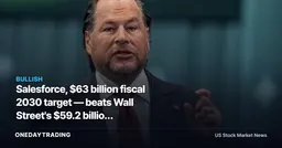 Salesforce, $63 billion fiscal 2030 target — beats Wall Street's $59.2 billion estimate