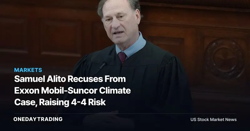 Samuel Alito Recuses From Exxon Mobil-Suncor Climate Case, Raising 4-4 Risk