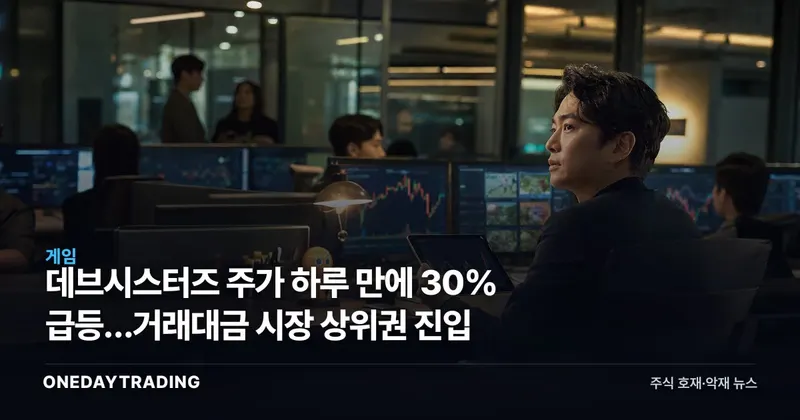 데브시스터즈 주가 하루 만에 30% 급등…거래대금 시장 상위권 진입