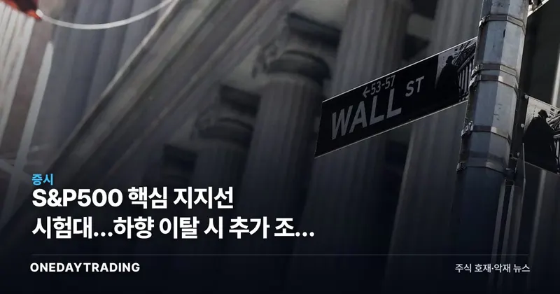 S&P500 핵심 지지선 시험대…하향 이탈 시 추가 조정 신호로 본 미국 증시 점검