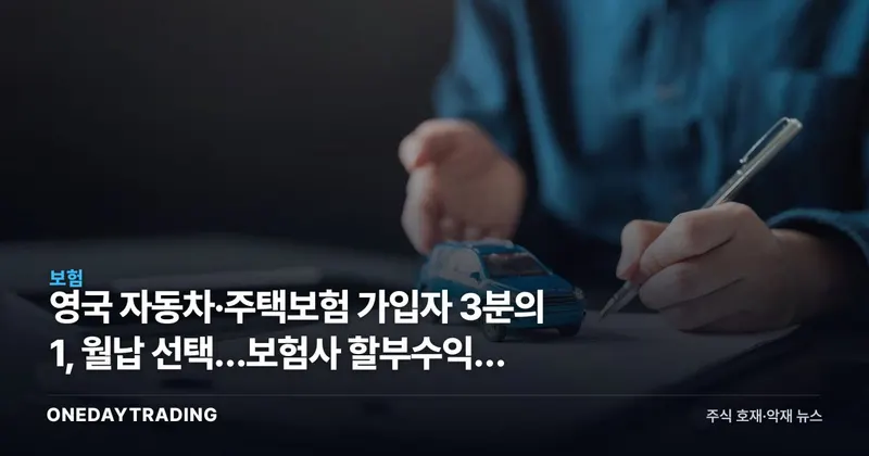영국 자동차·주택보험 가입자 3분의 1, 월납 선택…보험사 할부수익과 규제 리스크