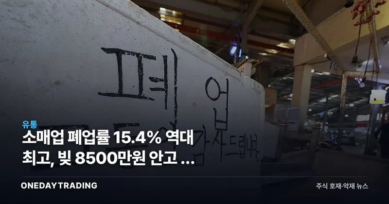 소매업 폐업률 15.4% 역대 최고, 빚 8500만원 안고 문 닫는 소상공인